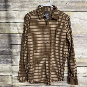 Mountain Hardwear Men's Small Brown Striped Long Sleeve Button Down Shirt EUC